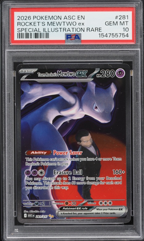 2026 Pokemon Mega Evolution Ascended Heroes SIR Team Rocket's Mewtwo Ex #281 PSA 10 GEM MINT