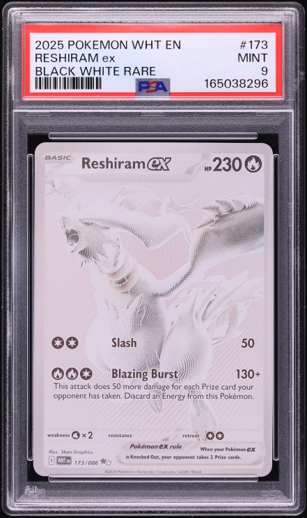 2025 Pokemon Scalet & Violet White Flare BWR Reshiram Ex #173/086 PSA 9 MINT