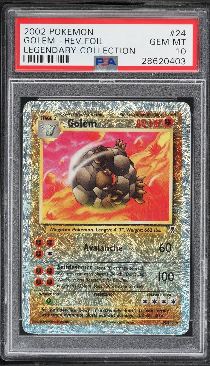 2002 Pokemon Legendary Collection Reverse Holo Golem #24 PSA 10 GEM MINT