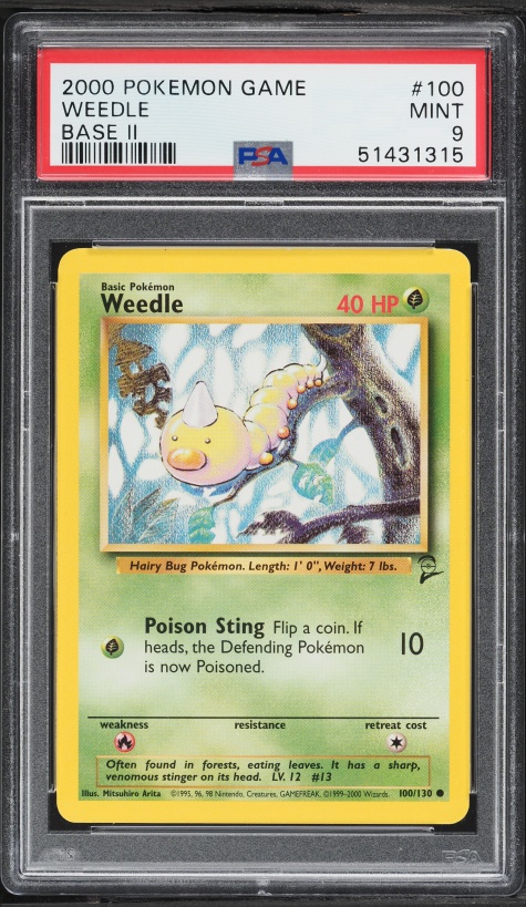 2000 Pokemon Base Set 2 Weedle #100 PSA 9 MINT