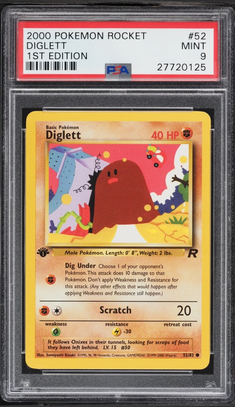 2000 Pokemon Team Rocket 1st Edition Diglett #52 PSA 9 MINT