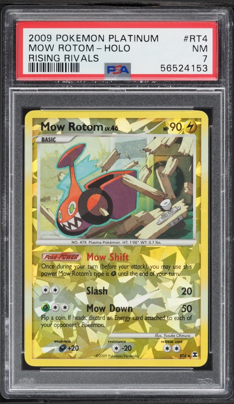 2009 Pokemon Platinum Rising Rivals Holo Mow Rotom #RT4 PSA 7 NRMT