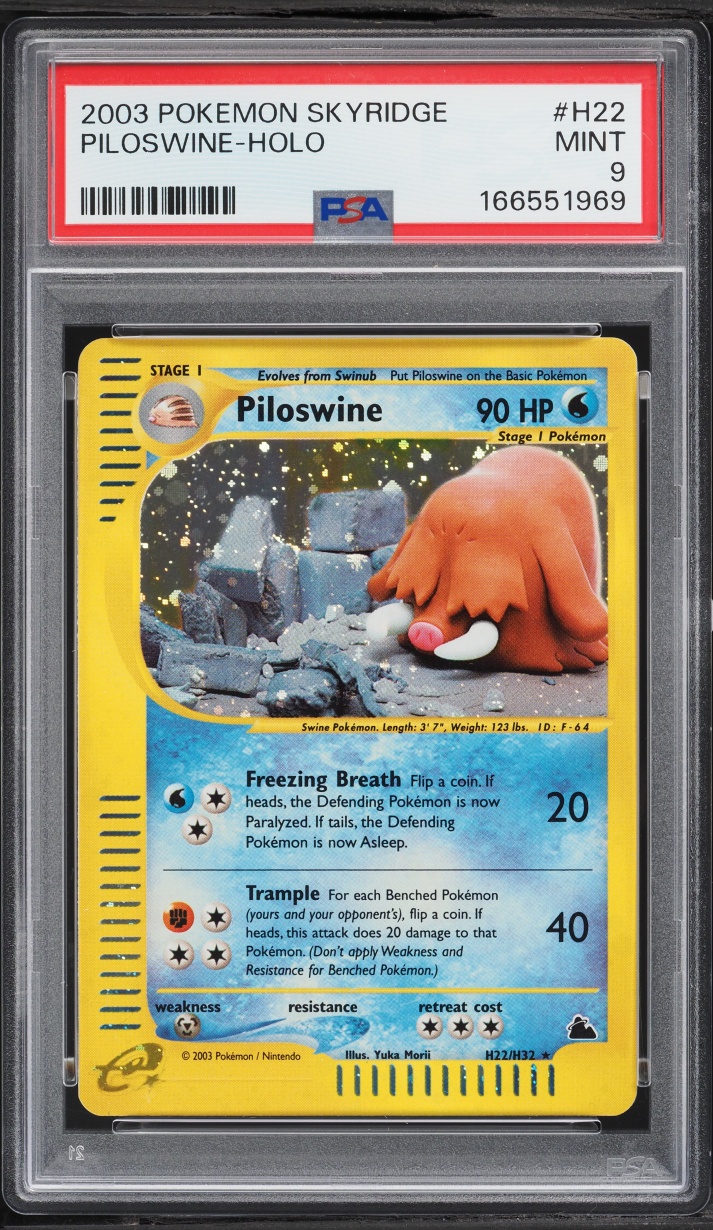 2003 Pokemon Skyridge Holo Piloswine #H22 PSA 9 MINT
