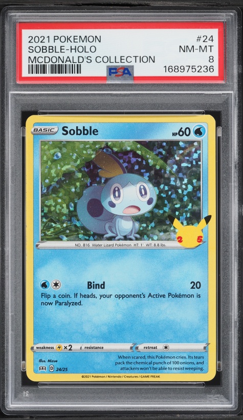 2021 Pokemon Sword & Shield McDonald's Collection Confetti Holo Sobble #24 PSA 8 NM-MT