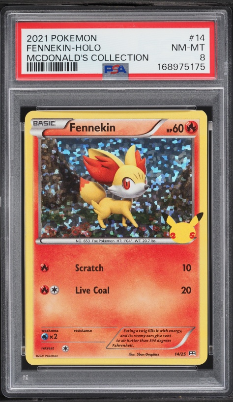 2021 Pokemon Sword & Shield McDonald's Collection Confetti Holo Fennekin #14 PSA 8 NM-MT