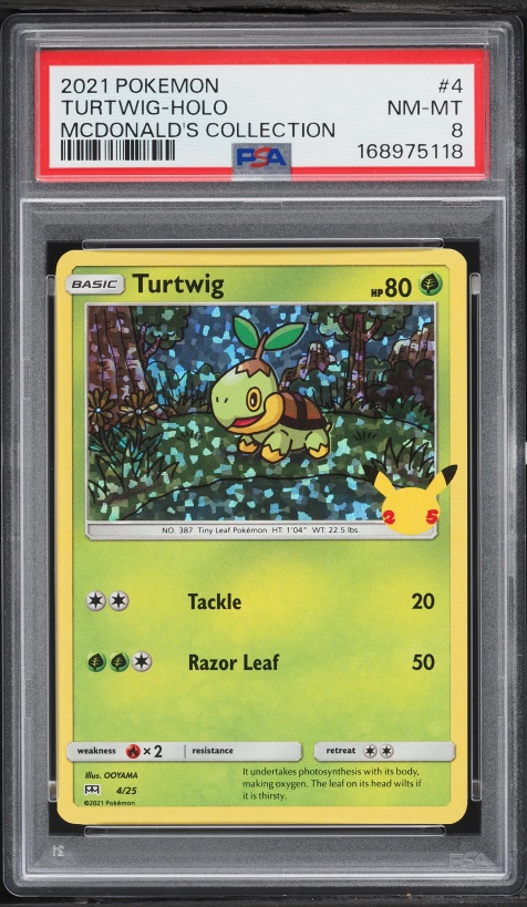 2021 Pokemon Sword & Shield McDonald's Collection Confetti Holo Turtwig #4 PSA 8 NM-MT
