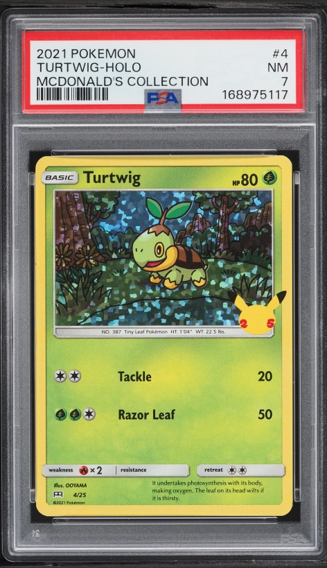 2021 Pokemon Sword & Shield McDonald's Collection Confetti Holo Turtwig #4 PSA 7 NRMT