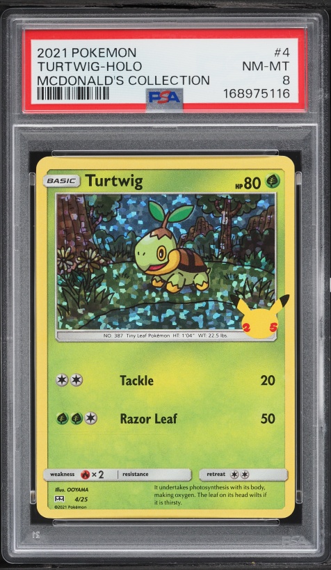 2021 Pokemon Sword & Shield McDonald's Collection Confetti Holo Turtwig #4 PSA 8 NM-MT