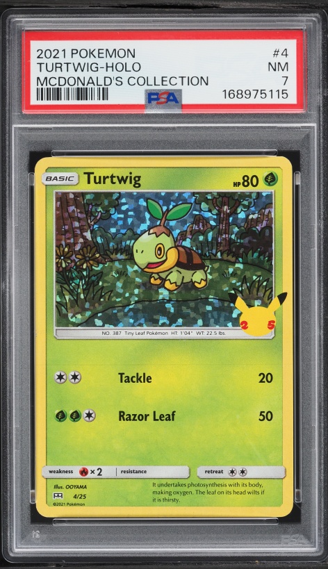 2021 Pokemon Sword & Shield McDonald's Collection Confetti Holo Turtwig #4 PSA 7 NRMT