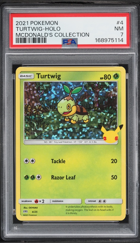 2021 Pokemon Sword & Shield McDonald's Collection Confetti Holo Turtwig #4 PSA 7 NRMT