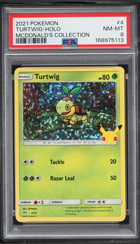 2021 Pokemon Sword & Shield McDonald's Collection Confetti Holo Turtwig #4 PSA 8 NM-MT