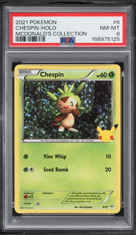 2021 Pokemon Sword & Shield McDonald's Collection Confetti Holo Chespin #6 PSA 8 NM-MT