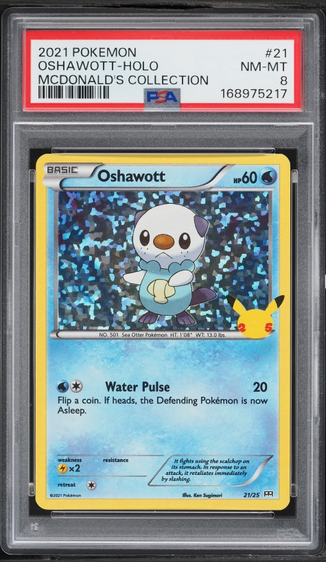 2021 Pokemon Sword & Shield McDonald's Collection Confetti Holo Oshawott #21 PSA 8 NM-MT