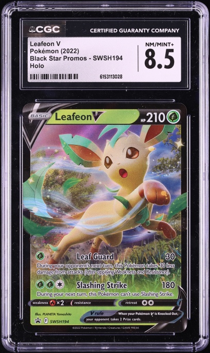 2022 Pokemon Sword & Shield Black Star Promo Holo Leafeon V #SWSH194 CGC 8.5 NM-MT+
