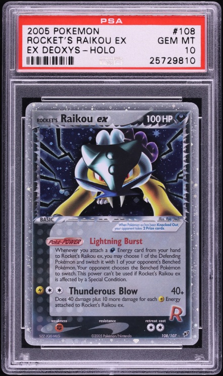 2005 Pokemon EX Deoxys Holo Rocket's Raikou EX #108 PSA 10 GEM MINT