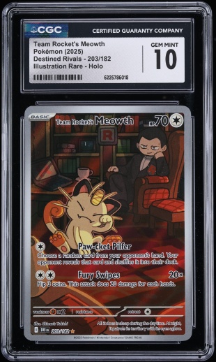 2025 Pokemon Scarlet & Violet Destined Rivals IR Team Rocket's Meowth #203 CGC 10 GEM MINT