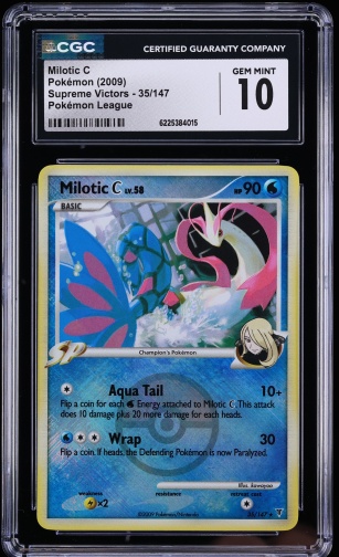 2009 Pokemon Platinum Supreme Victors League Crosshatch Holo Milotic C #35 CGC 10 GEM MINT
