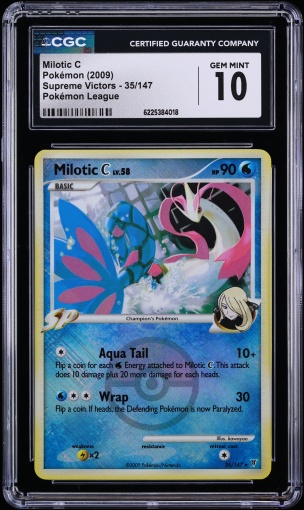 2009 Pokemon Platinum Supreme Victors League Crosshatch Holo Milotic C #35 CGC 10 GEM MINT