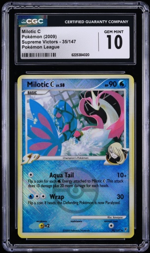 2009 Pokemon Platinum Supreme Victors League Crosshatch Holo Milotic C #35 CGC 10 GEM MINT