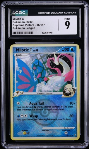 2009 Pokemon Platinum Supreme Victors League Crosshatch Holo Milotic C #35 CGC 9 MINT