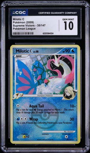 2009 Pokemon Platinum Supreme Victors League Crosshatch Holo Milotic C #35 CGC 10 GEM MINT