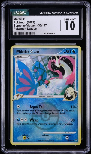 2009 Pokemon Platinum Supreme Victors League Crosshatch Holo Milotic C #35 CGC 10 GEM MINT