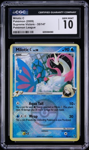 2009 Pokemon Platinum Supreme Victors League Crosshatch Holo Milotic C #35 CGC 10 GEM MINT