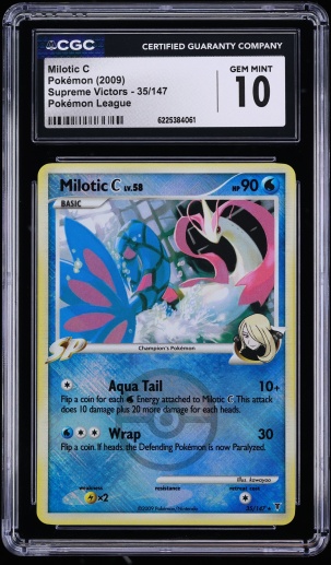 2009 Pokemon Platinum Supreme Victors League Crosshatch Holo Milotic C #35 CGC 10 GEM MINT