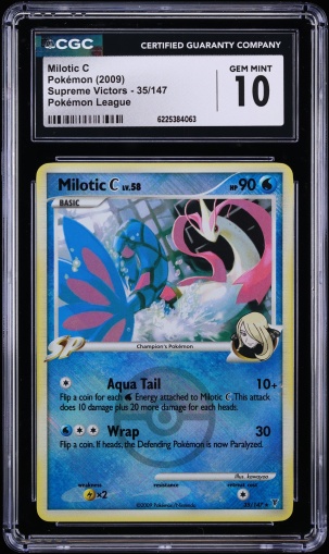 2009 Pokemon Platinum Supreme Victors League Crosshatch Holo Milotic C #35 CGC 10 GEM MINT