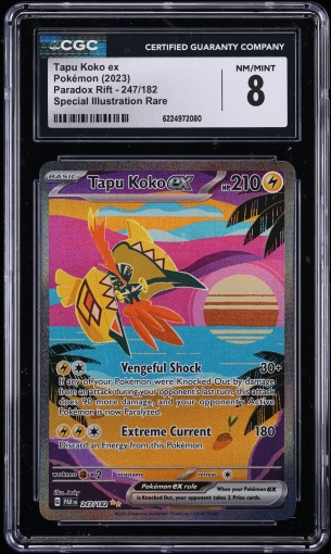 2023 Pokemon Scarlet & Violet Paradox Rift SIR Tapu Koko Ex #247 CGC 8 NM-MT