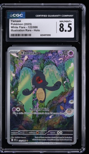 2025 Pokemon Scarlet & Violet White Flare IR Yamask #122 CGC 8.5 NM-MT+