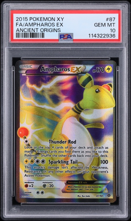 2015 Pokemon XY Ancient Origins Full Art Ampharos EX #87 PSA 10 GEM MINT