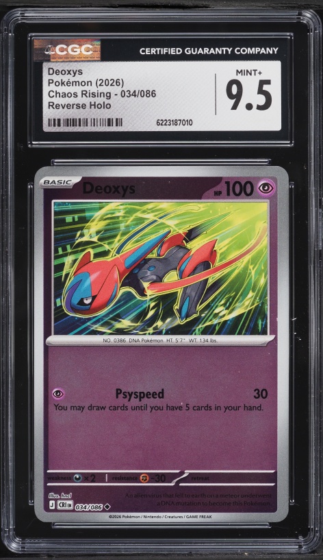 2026 Pokemon Mega Evolution Chaos Rising Reverse Holo Deoxys #34 CGC 9.5 MINT+