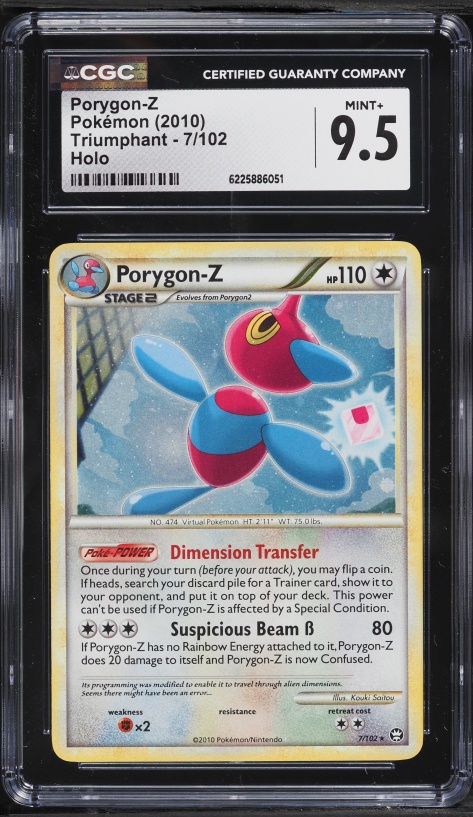 2010 Pokemon HeartGold & SoulSilver Triumphant Holo Porygon-Z #7 CGC 9.5 MINT+