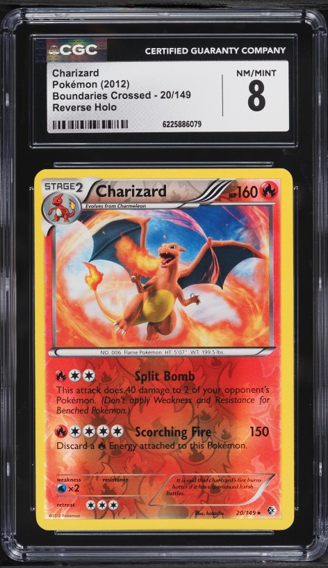 2012 Pokemon B&W Boundaries Crossed Reverse Holo Charizard #20 CGC 8 NM-MT