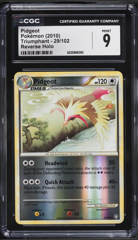 2010 Pokemon HeartGold & SoulSIlver Triumphant Reverse Holo Pidgeot #29 CGC 9 MINT