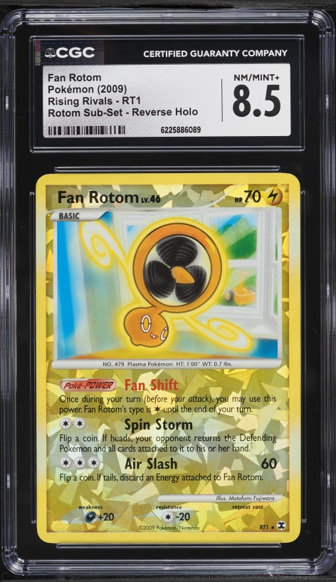 2009 Pokemon Platinum Rising Rivals Sub-Set Reverse Holo Fan Rotom #RT1 CGC 8.5 NM-MT+