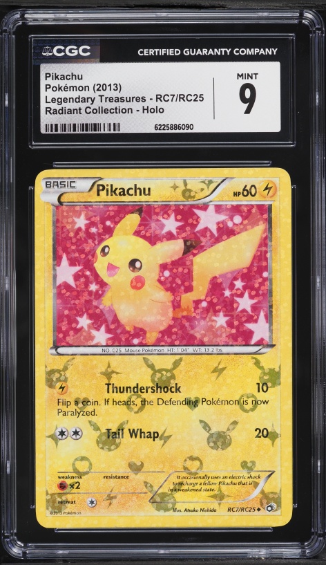 2013 Pokemon Black & White Legendary Treasures Radiant Holo Pikachu #RC7 CGC 9 MINT