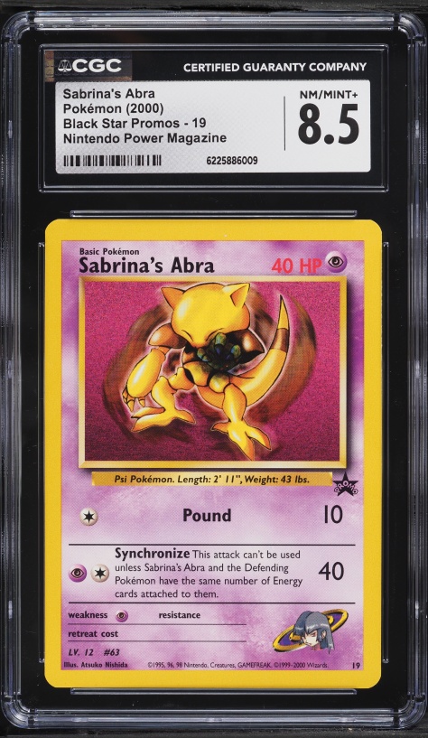2000 Pokemon Black Star Promo Nintendo Power Magazine Sabrina's Abra #19 CGC 8.5 NM-MT+