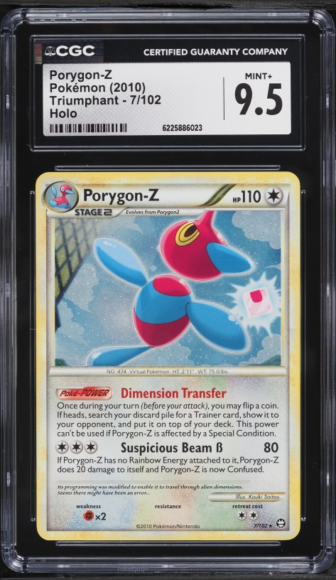 2010 Pokemon HeartGold & SoulSilver Triumphant Holo Porygon-Z #7 CGC 9.5 MINT+