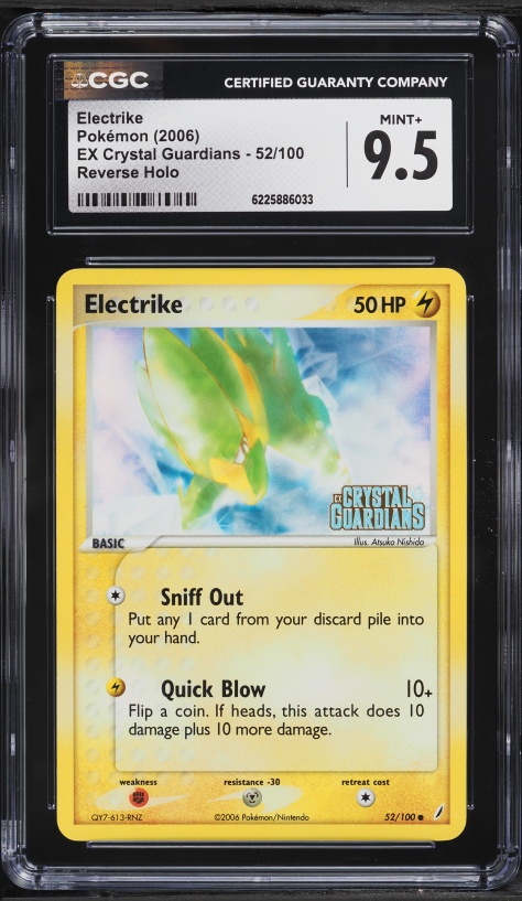 2006 Pokemon EX Crystal Guardians Reverse Holo Electrike #52 CGC 9.5 MINT+