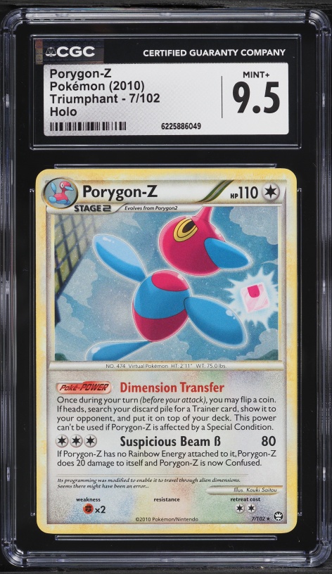 2010 Pokemon HeartGold & SoulSilver Triumphant Holo Porygon-Z #7 CGC 9.5 MINT+