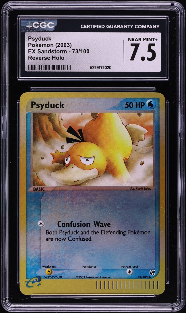 2003 Pokemon EX Sandstorm Reverse Holo Psyduck #73 CGC 7.5 NRMT+