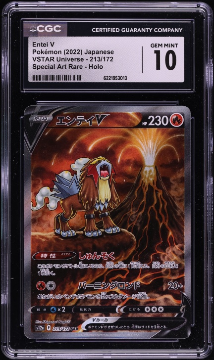 2022 Pokemon Japanese Sword & Shield VSTAR Universe SAR Entei V #213 CGC 10 GEM MINT