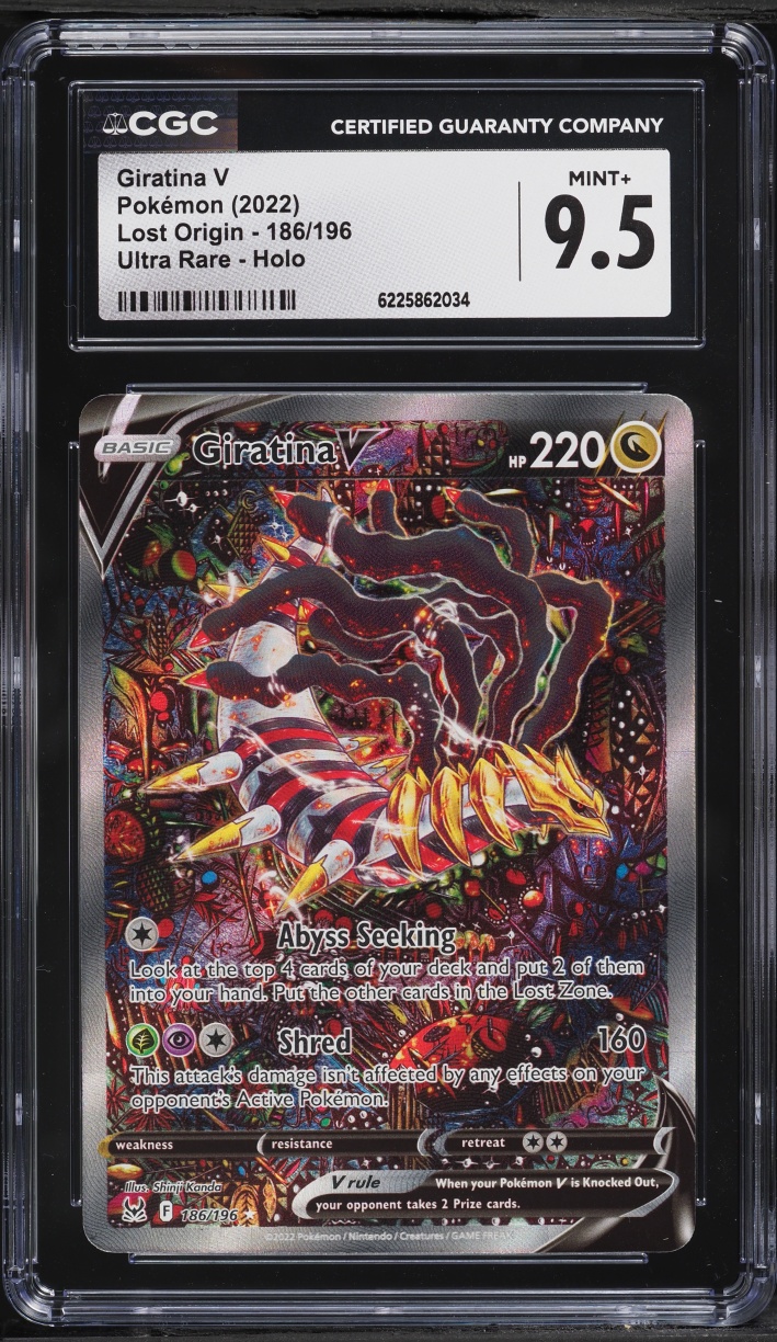 2022 Pokemon Sword & Shield Lost Origin Full Art Giratina V #186 CGC 9.5 MINT+