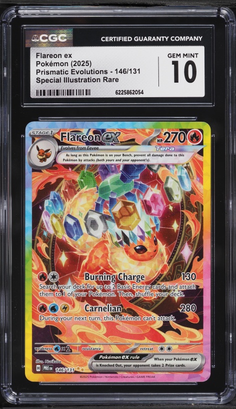 2025 Pokemon Scarlet & Violet Prismatic Evolutions SIR Flareon EX #146 CGC 10 GEM MINT