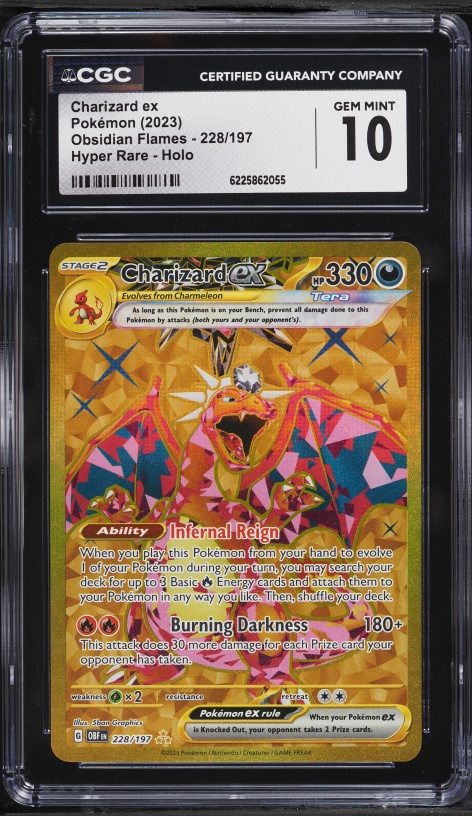 2023 Pokemon Scarlet & Violet Obsidian Flames Gold Rare Charizard Ex #228 CGC 10 GEM MINT