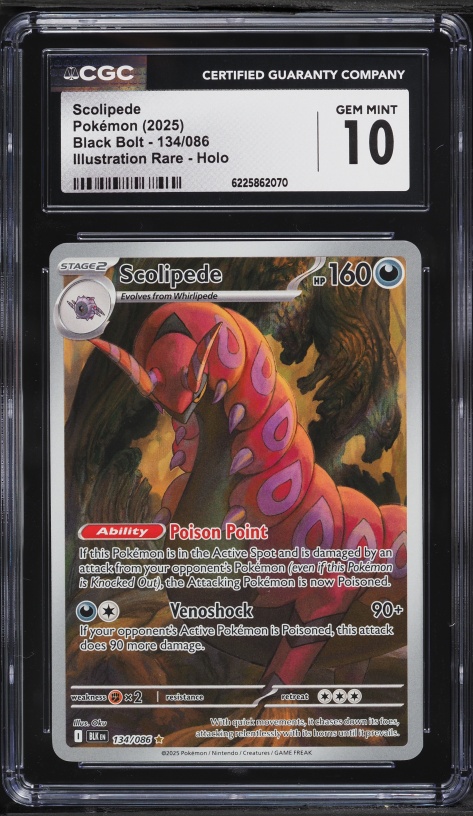 2025 Pokemon Scarlet & Violet Black Bolt IR Scolipede #134 CGC 10 GEM MINT