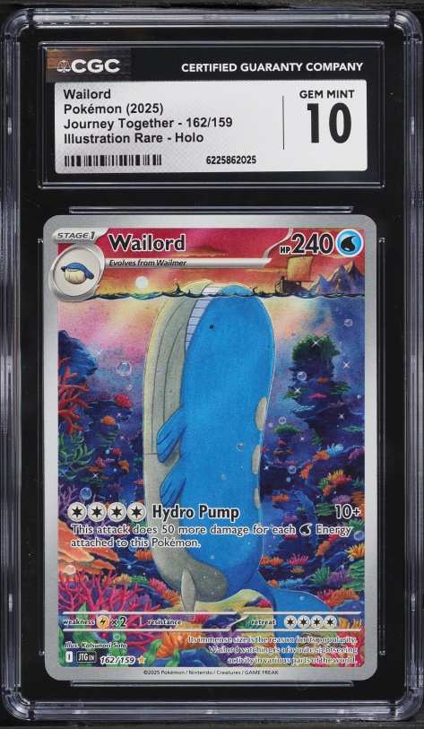 2025 Pokemon Scarlet & Violet Journey Together IR Wailord #162 CGC 10 GEM MINT