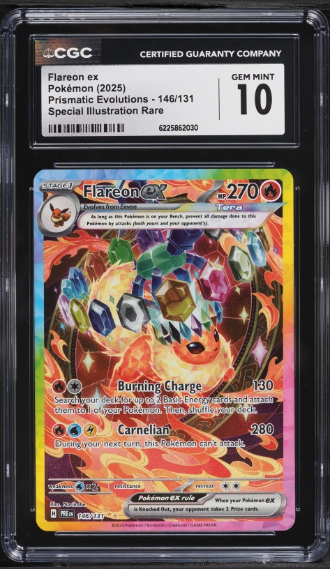 2025 Pokemon Scarlet & Violet Prismatic Evolutions SIR Flareon EX #146 CGC 10 GEM MINT